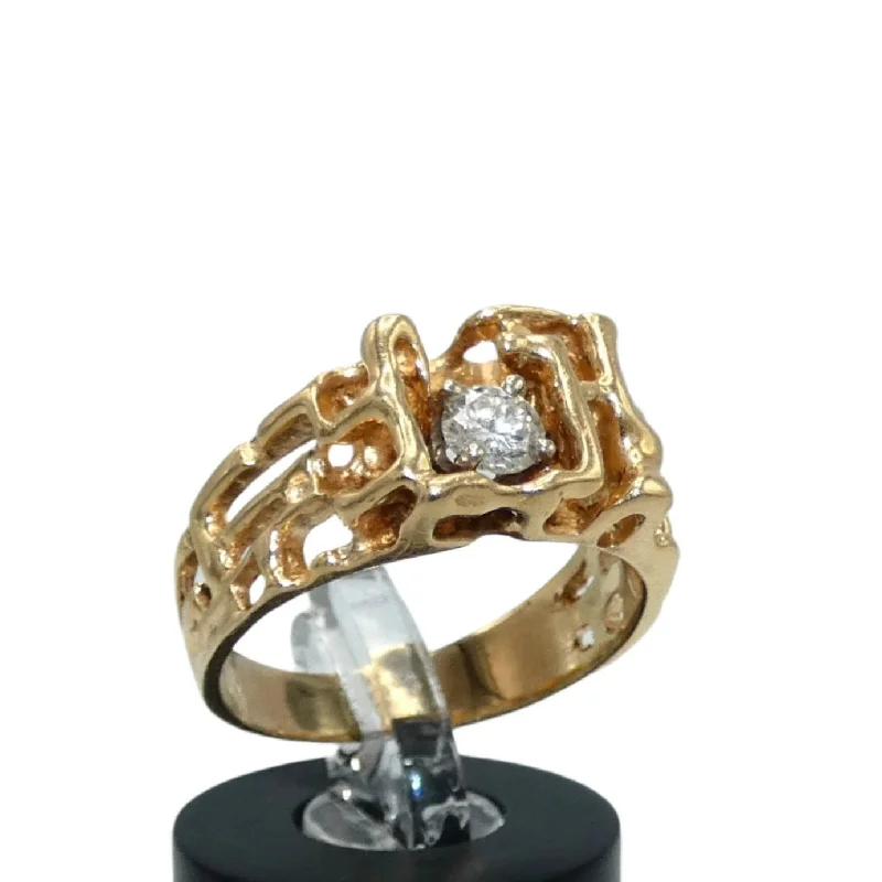 Textured Surface Rings -14K Gold Diamond Ring