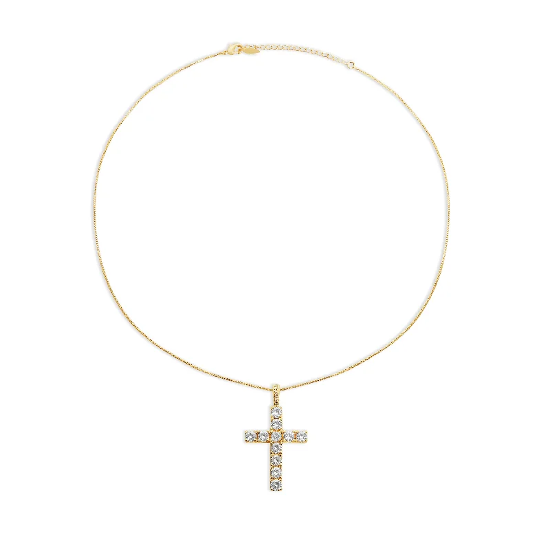 Ladies Necklaces for Winter Cheer-THE LARGE PAVE' CROSS NECKLACE