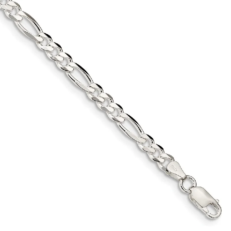 Ladies Zodiac Bracelets -Sterling Silver 4.5mm Solid Figaro Chain Bracelet or Anklet, 9 Inch