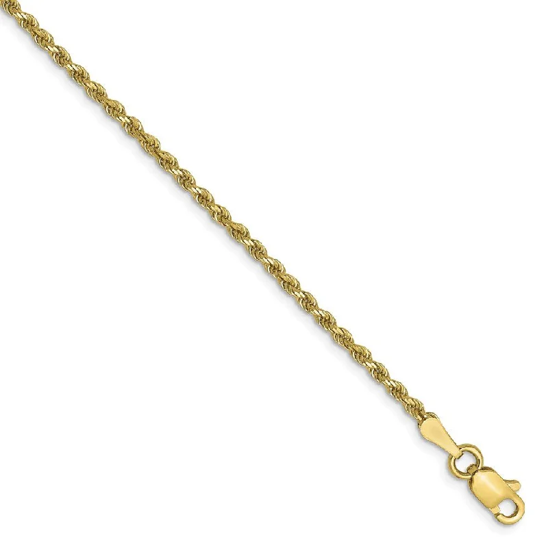 Ladies Gemstone Bracelets -1.75mm 10k Yellow Gold Diamond Cut Solid Rope Chain Bracelet & Anklet