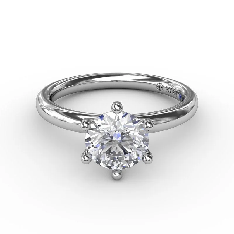 Onyx Engagement Rings -Classic Six-Prong Round Diamond Solitaire Engagement Ring S4025