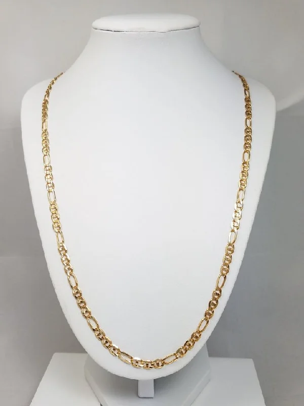 Ladies Necklaces Vivid Colors-Exotic 24" Solid 14k Yellow Gold Figarucci Link Chain Necklace