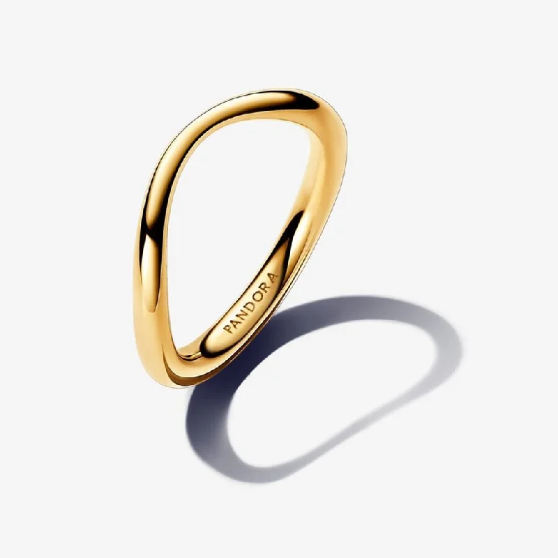 Black Stone Rings -PANDORA : Organically Shaped Band Ring in Gold