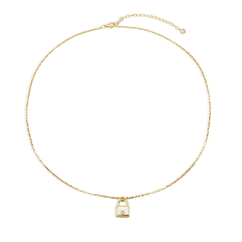 Ladies Necklaces for Grad Day-THE LOCK STONE REDA LINK NECKLACE