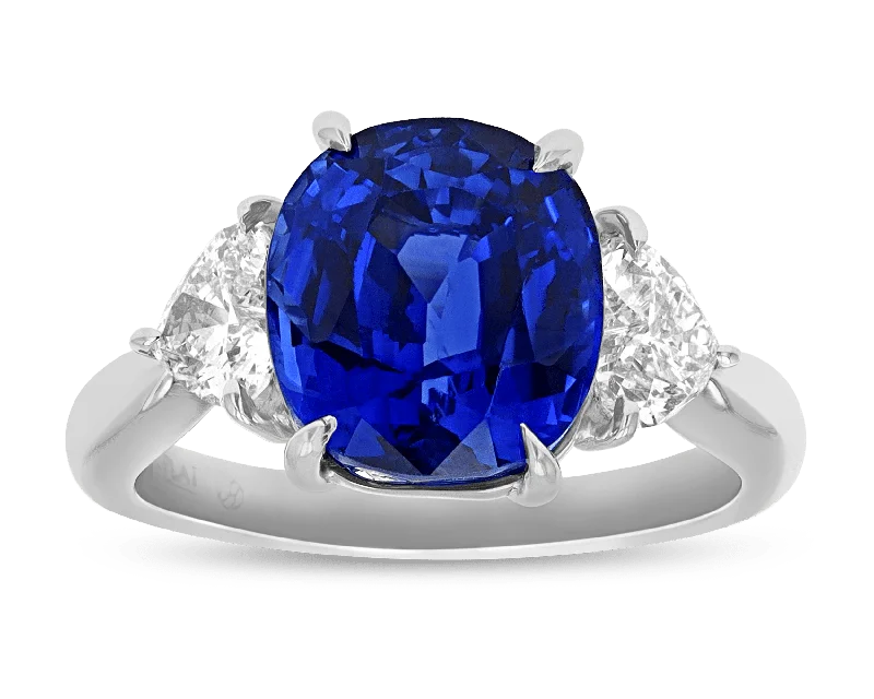 Serenity Band Rings -Oval Sapphire Ring, 6.77 Carats