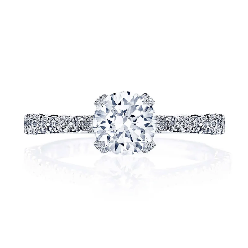 Bold Engagement Rings -Petite Crescent | Round Solitaire Engagement Ring HT2578RD6