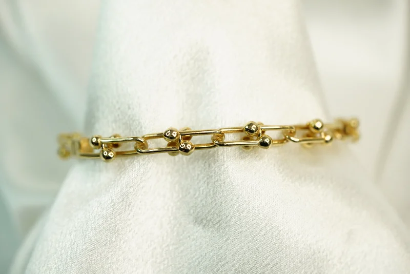 Ladies Casual Bracelets -14k Clip with Balls Bangle Bracelet