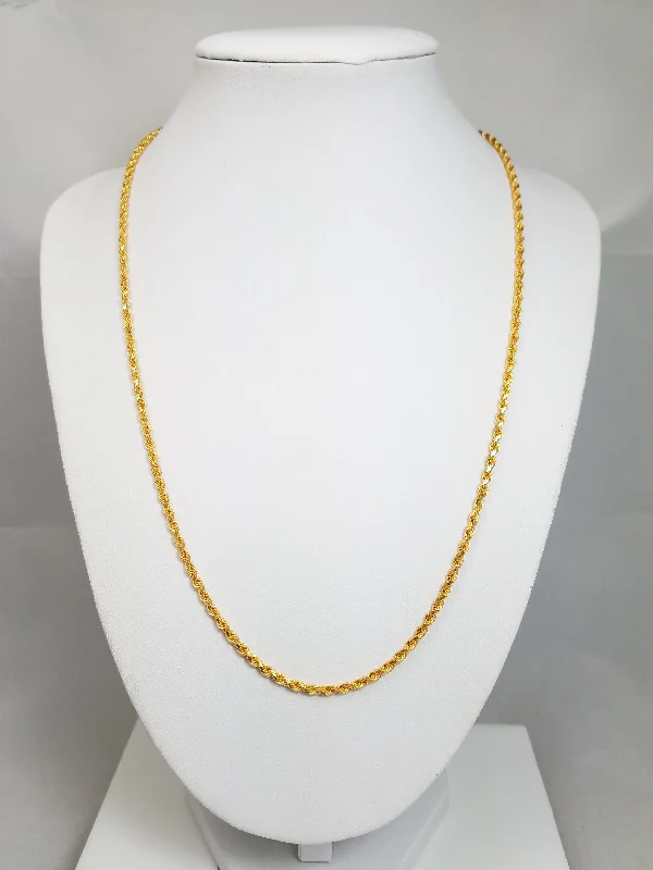 Ladies Necklaces Triple Layered-Radiant 22k Yellow Gold Solid Diamond Cut Rope 20" Necklace