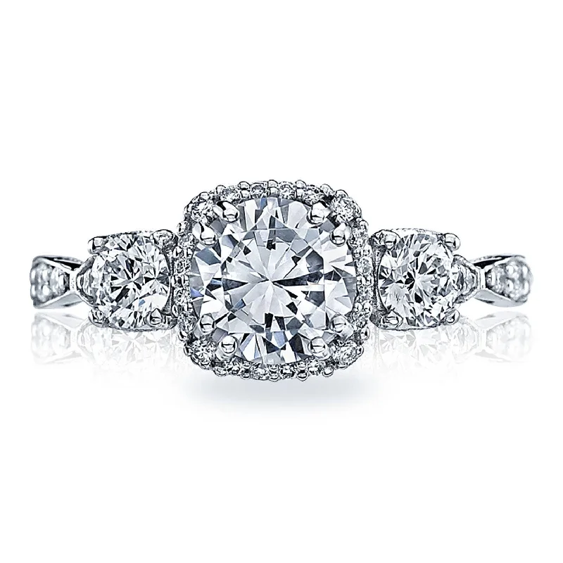 Antique Engagement Rings -Dantela | Round with Cushion 3-Stone Engagement Ring 54-2CU65