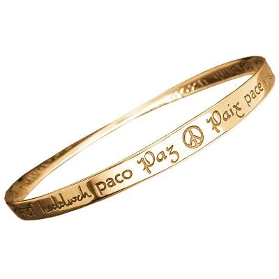 Ladies Inspirational Bracelets -Peace In Forty Languages Bracelet in Sterling Silver or 14K Yellow Gold