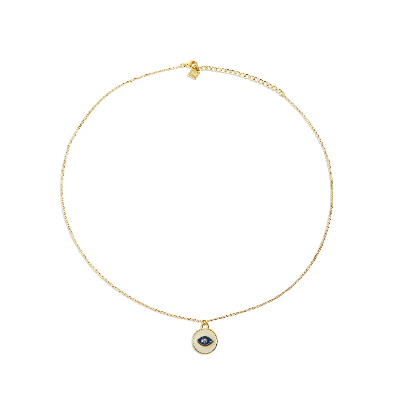 Ladies Necklaces for True Friends-THE ENAMEL EVIL EYE MEDAL NECKLACE