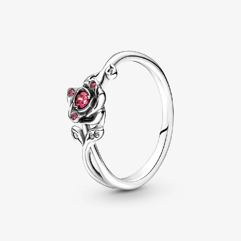 Jade Carved Rings -PANDORA : Disney Beauty and the Beast Rose Ring