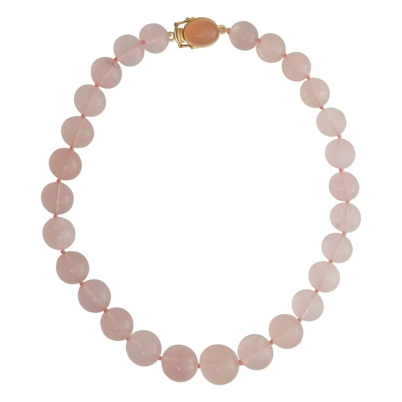 Ladies Necklaces with White Colemanite-Toggle Necklace - Rose Quartz and Chalcedony  (1582B)