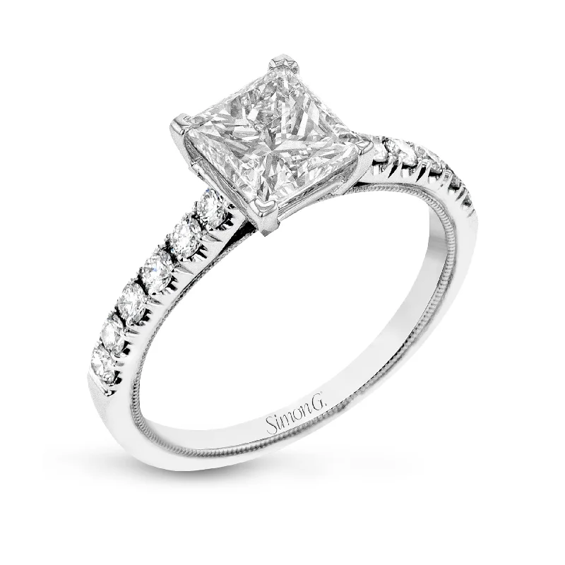 Fairy Engagement Rings -Princess-Cut Engagement Ring In 18k Gold With Diamonds TR738-PC