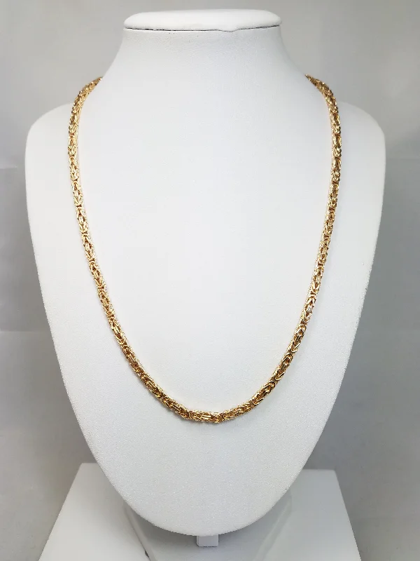 Ladies Necklaces for Sweet Nieces-New! 20" Dynamic Solid 14k Yellow Gold Byzantine Chain Necklace