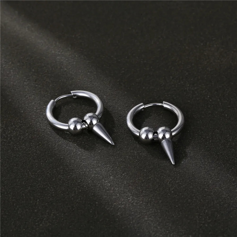 Ladies Earrings with Dark Obsidian-1 Piece Fashion Solid Color Stainless Steel Plating Men'S Earrings