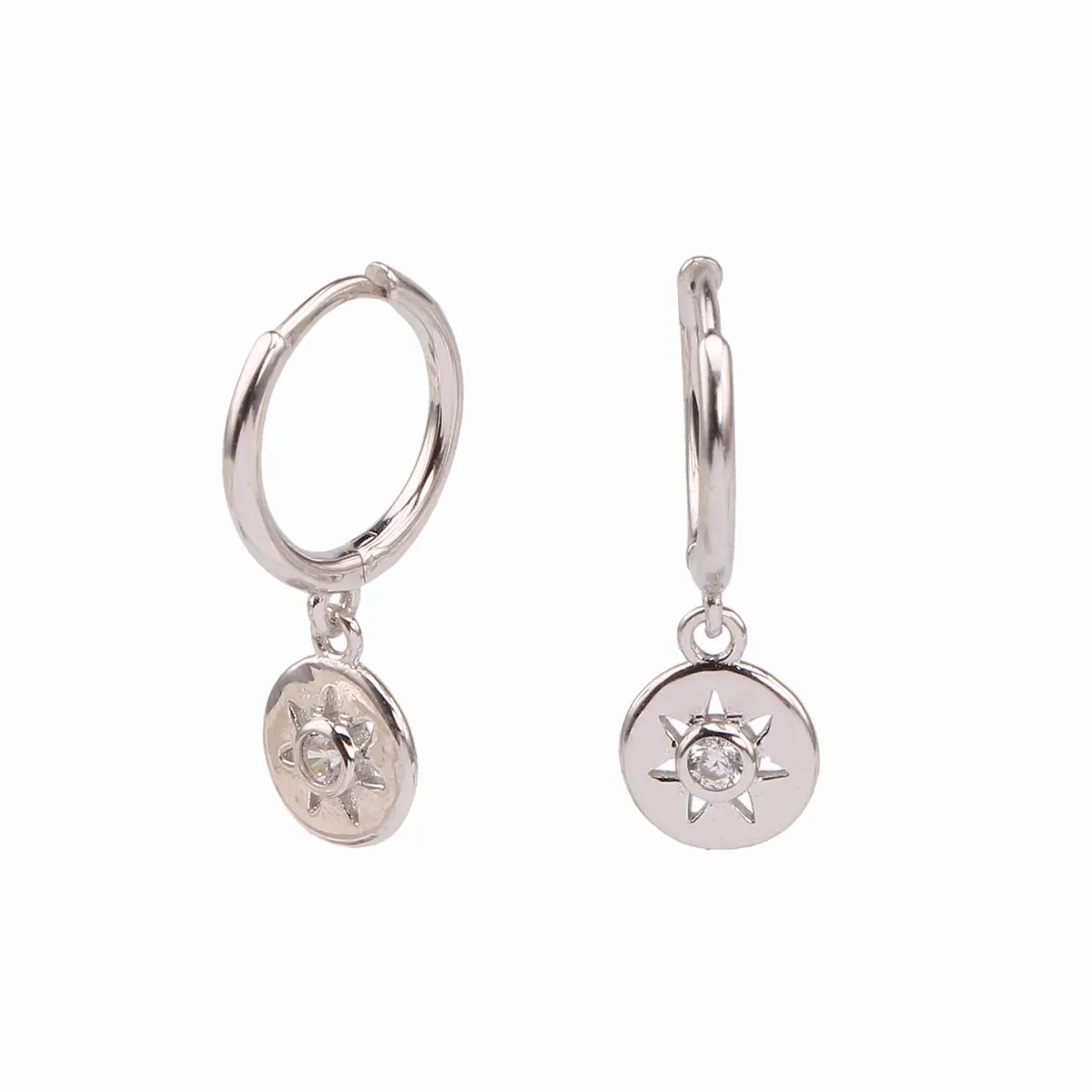 Ladies Earrings with Anchor Studs-1 Pair Sweet Star Inlay Sterling Silver Gem Earrings