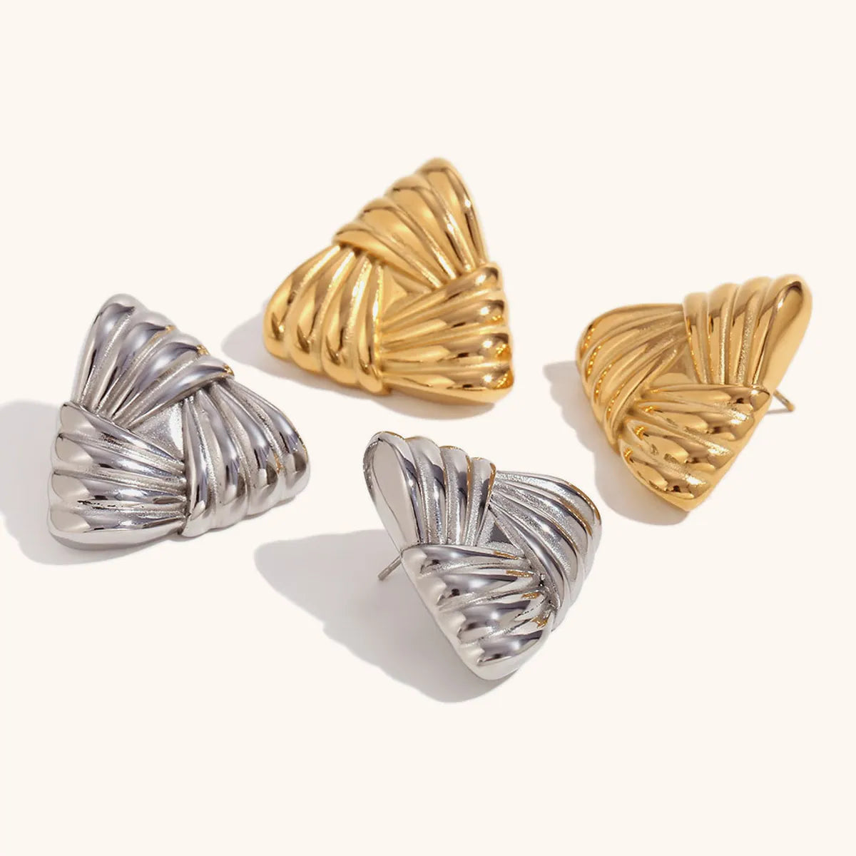 Ladies Earrings for Niece Joy-1 Pair Ig Style Simple Style Triangle Plating Stainless Steel 18k Gold Plated Ear Studs