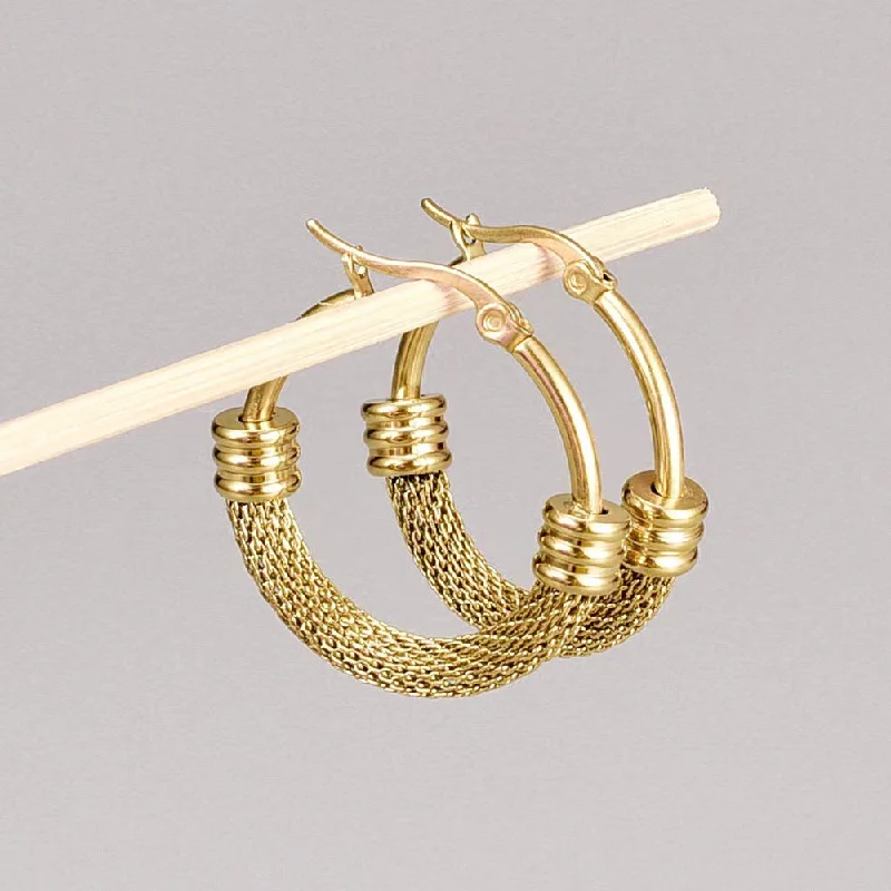 Half Mesh Golden Earrings 25mm