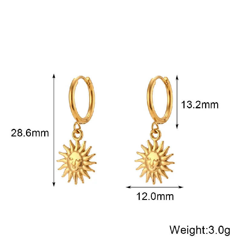 Casting Sun Baby Pendant Ear Ring-Gold