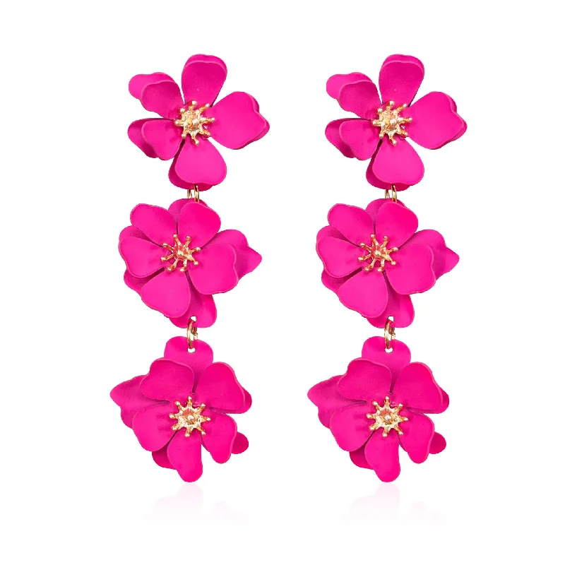 Ladies Earrings with Mint Serpentine-1 Pair Elegant Bohemian Simple Style Flower Plating Alloy Drop Earrings