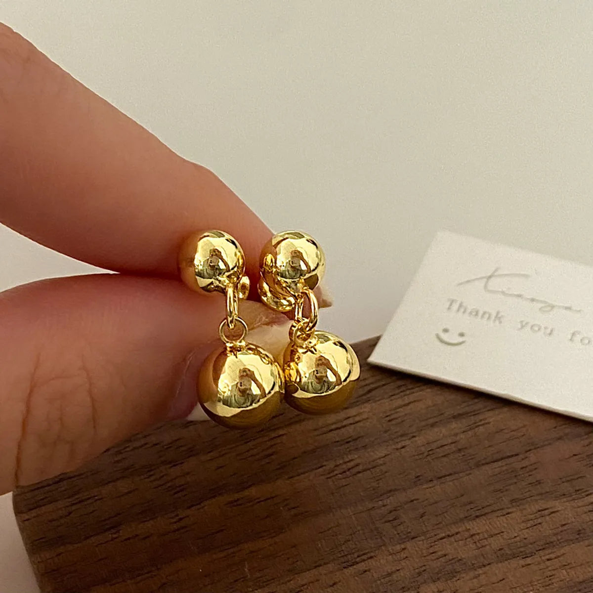 A-571-Gold, Small Size Double Ball Earrings