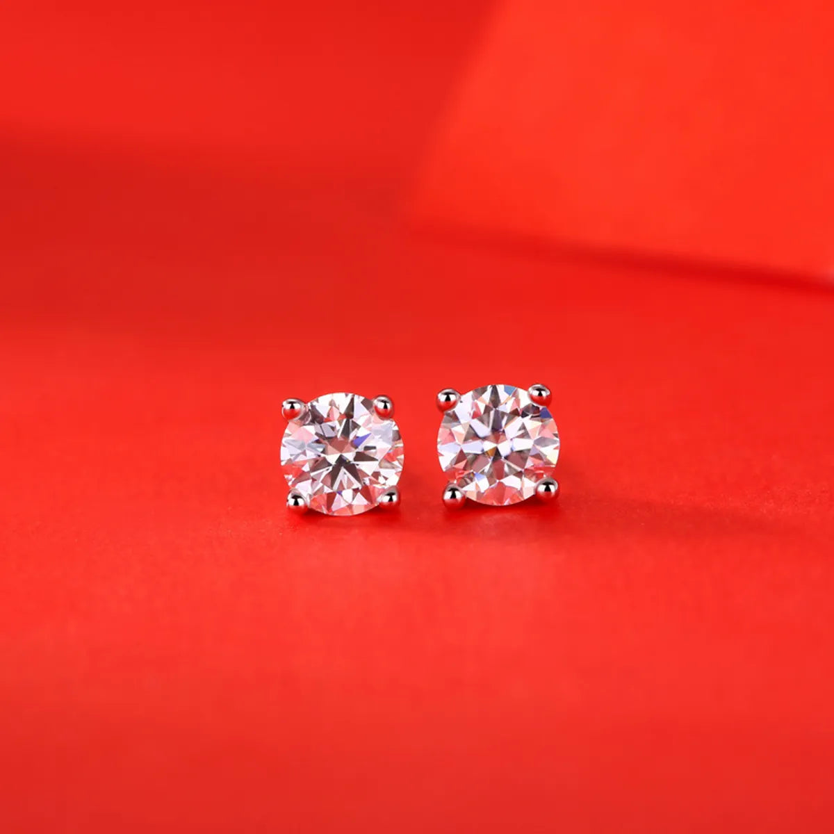 Ladies Earrings with Custom Studs-1 Pair Sweet Geometric Sterling Silver Plating Inlay Moissanite Ear Studs