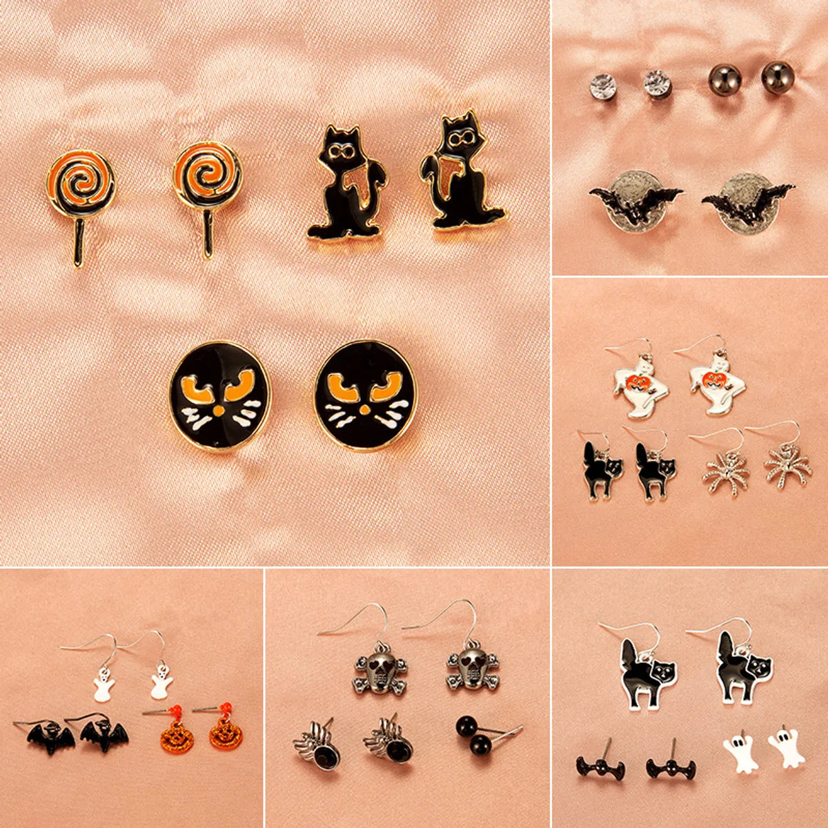 Ladies Earrings Tiny Elegance-Halloween Skull Pumpkin Lantern Bat Earrings Wholesale Gooddiy