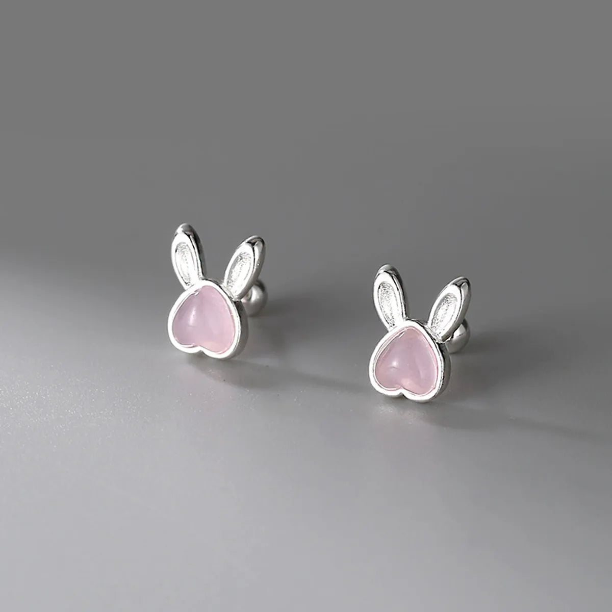 Ladies Earrings with Navy Sodalite-1 Pair Simple Style Rabbit Sterling Silver Inlay Rhinestones Ear Studs