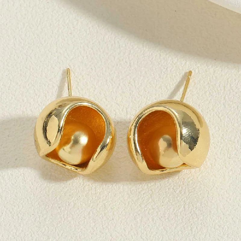 14K Real Gold Glossy Earrings