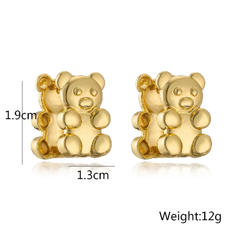 Ladies Earrings Fine Craft-1 Pair Simple Style Commute Animal Bear Plating Copper 18k Gold Plated Earrings