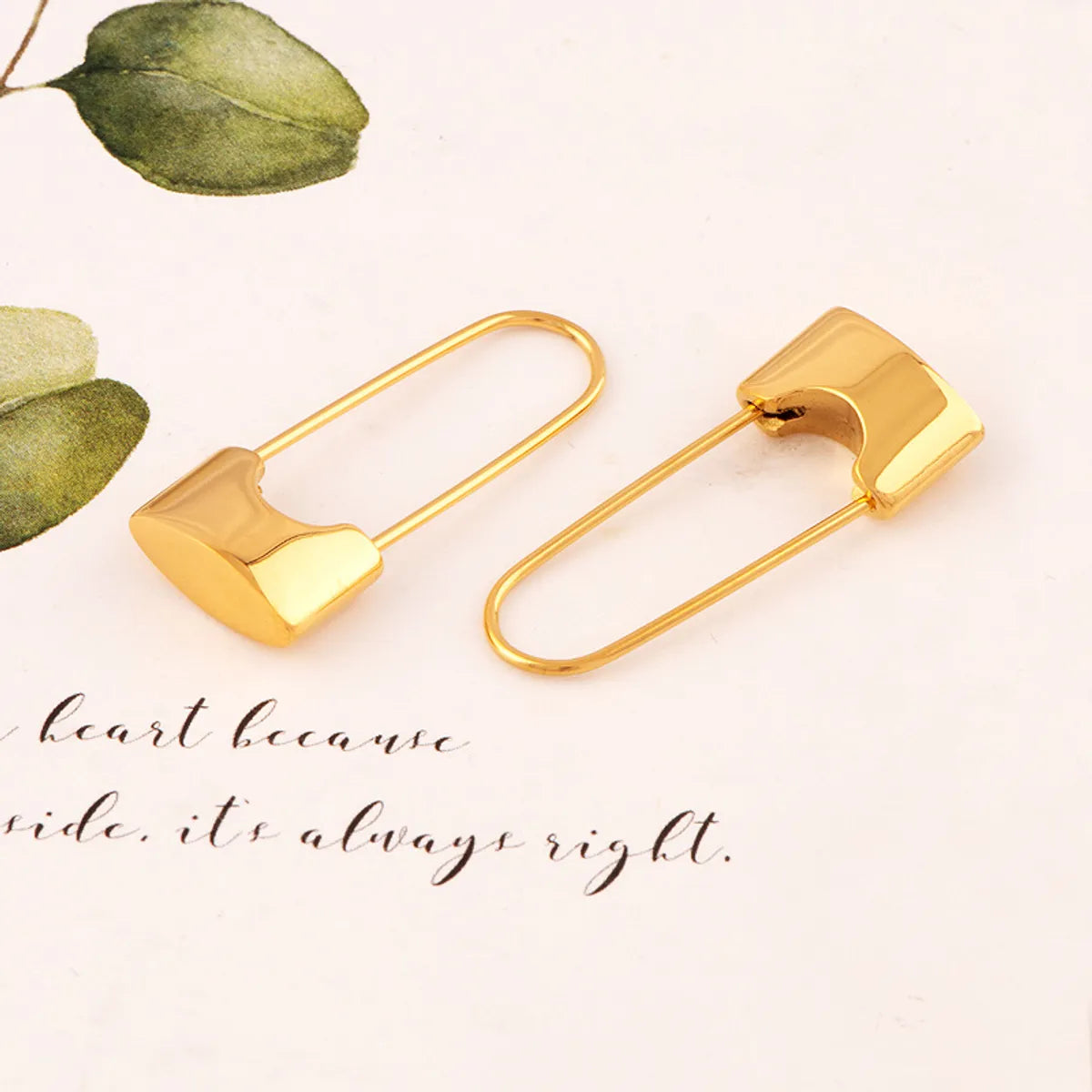 Ladies Earrings Clean Design-1 Pair Sweet Geometric Titanium Steel Plating 18k Gold Plated Earrings