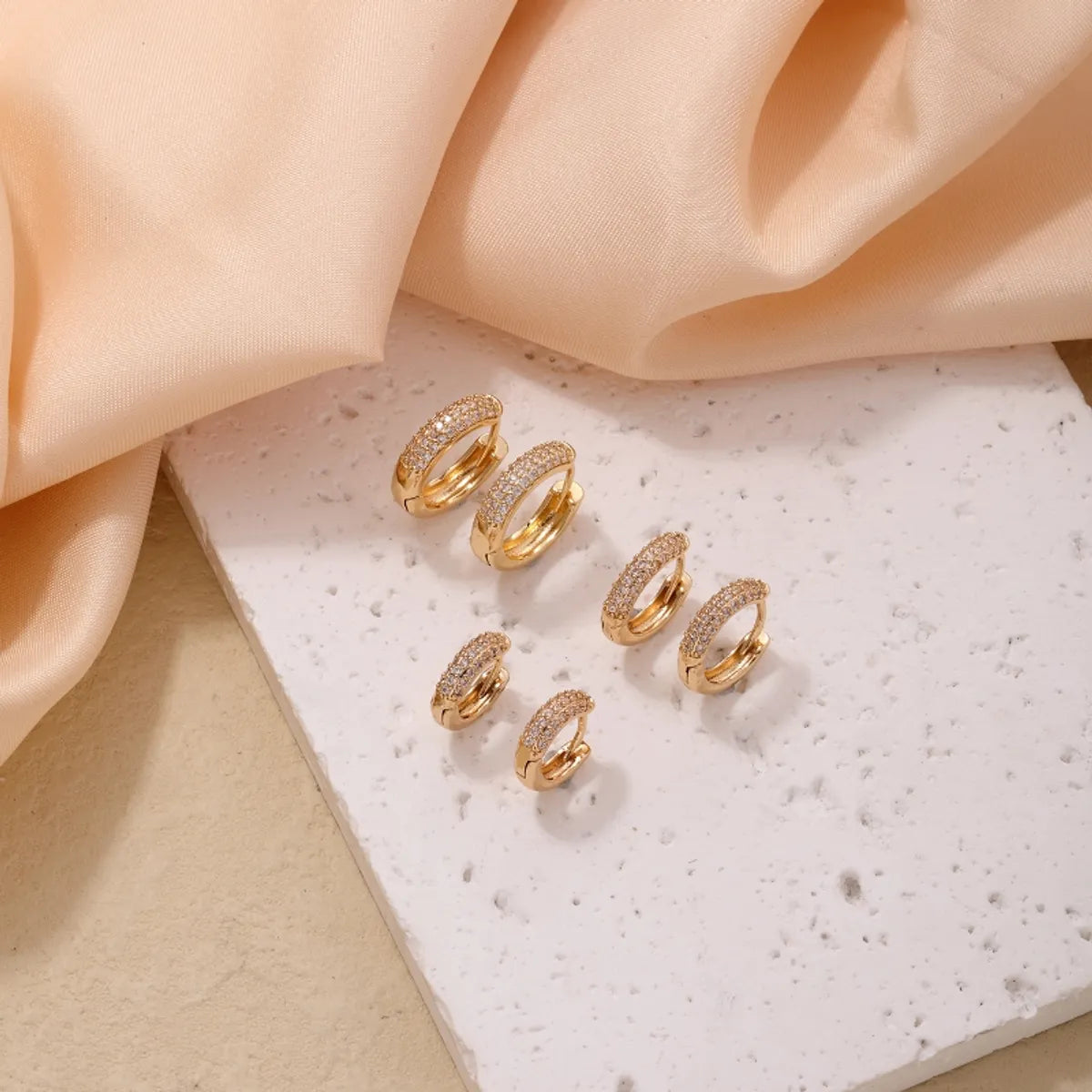 Ladies Earrings with Silver Cassiterite-1 Pair Ig Style Simple Style Circle Plating Inlay Copper Zircon Gold Plated Earrings