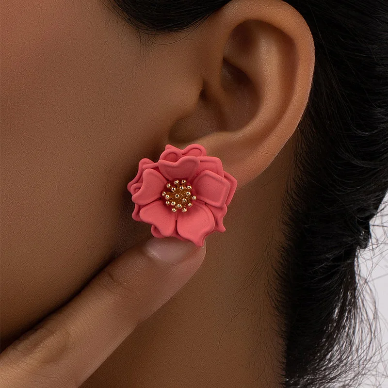 Ladies Earrings for Innovators-1 Pair Cute Pastoral Flower Iron Ear Studs