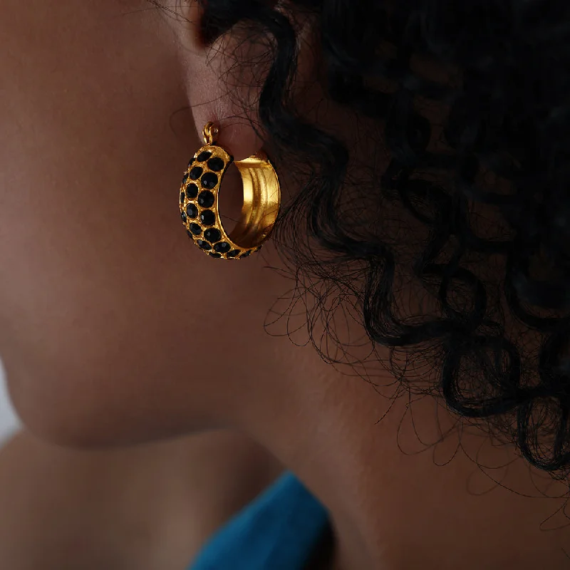 Gold Black Diamond Earrings