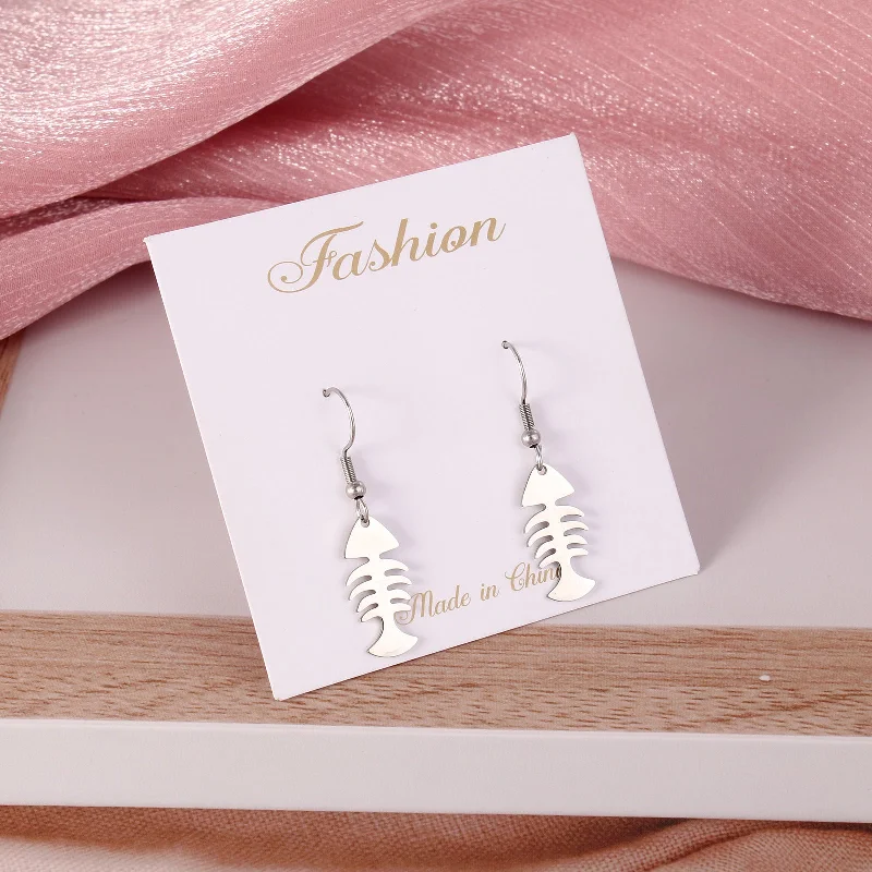 Stainless Steel Fishbone Earrings