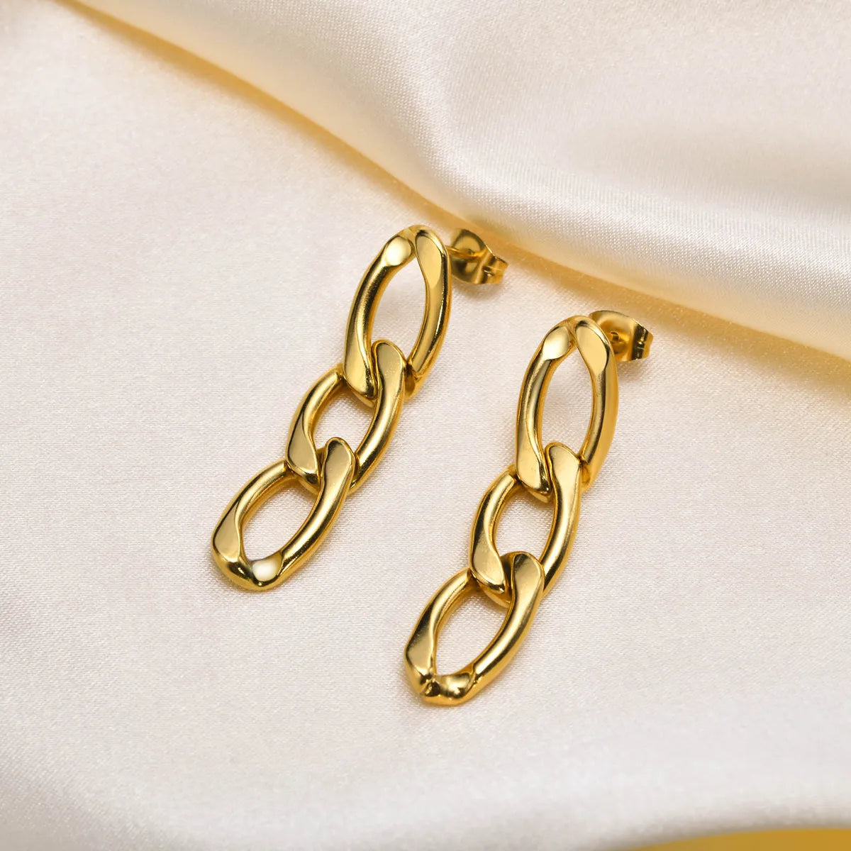 Ladies Earrings with Yellow Citrine-1 Pair Simple Style Chain Plating Stainless Steel Gold Plated Drop Earrings