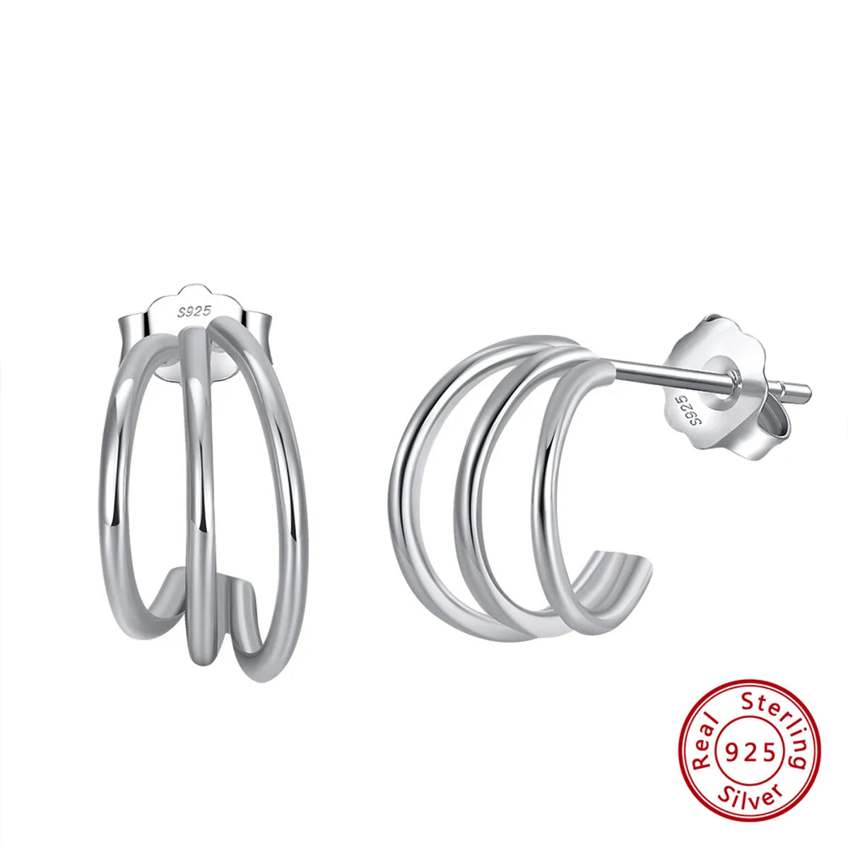 Ladies Earrings with Compass Hoops-1 Pair Casual Elegant Luxurious C Shape Plating Laser Sterling Silver 14k Gold Plated White Gold Plated Silver Plated Ear Studs