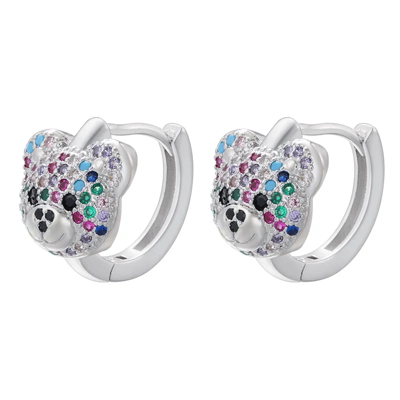 White Gold Color Colorful Crystals 1 Pair