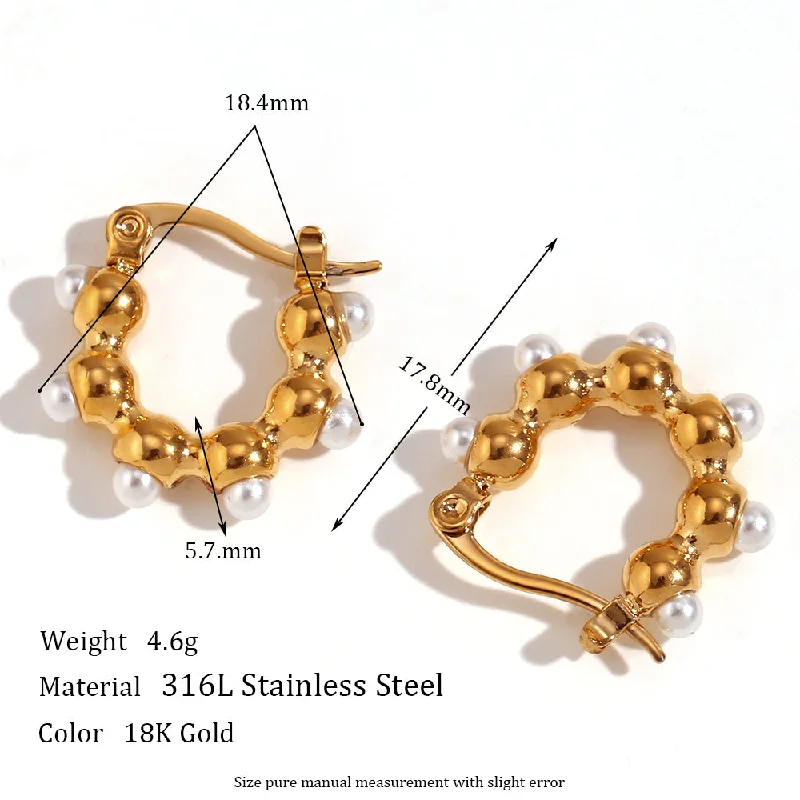 Mini Beads Pearl Earrings-Gold