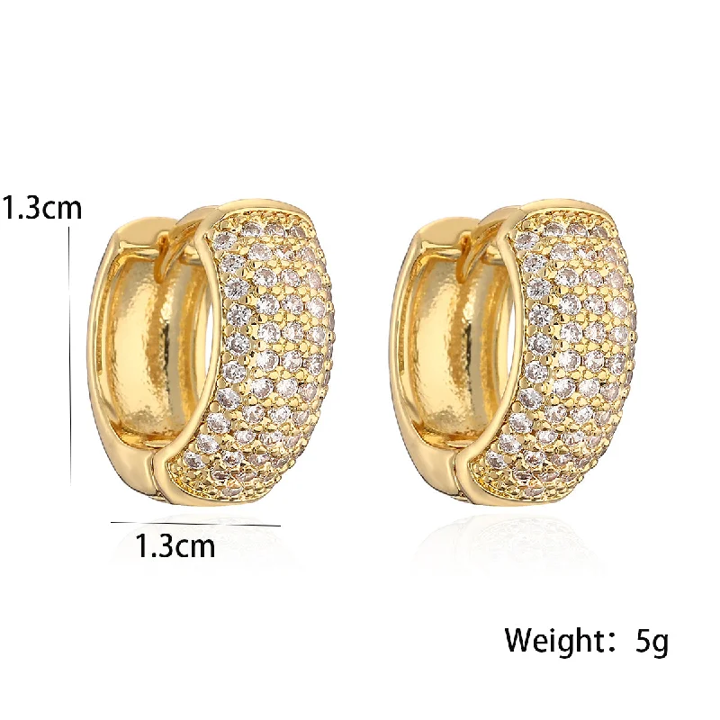 Ladies Earrings for Grad Moments-1 Pair Simple Style Commute U Shape Plating Inlay Copper Zircon 18k Gold Plated Earrings