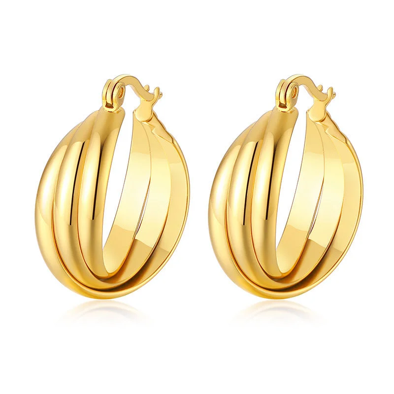 Multi-Layer Patchwork Spherical Earrings Gold 20ms-030