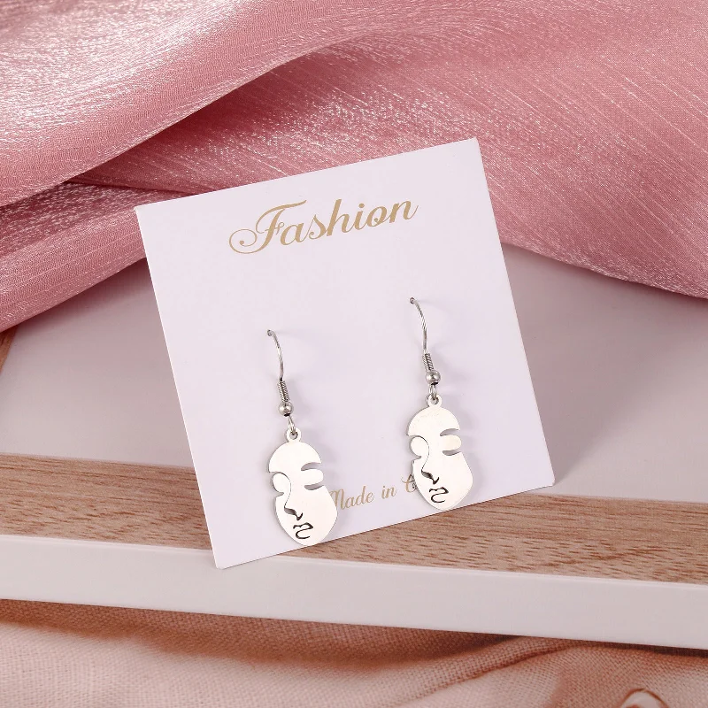 Stainless Steel Face Earrings