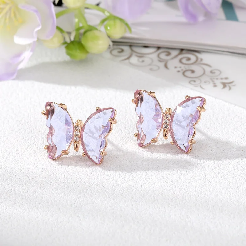 Light Purple Butterfly Studs 10