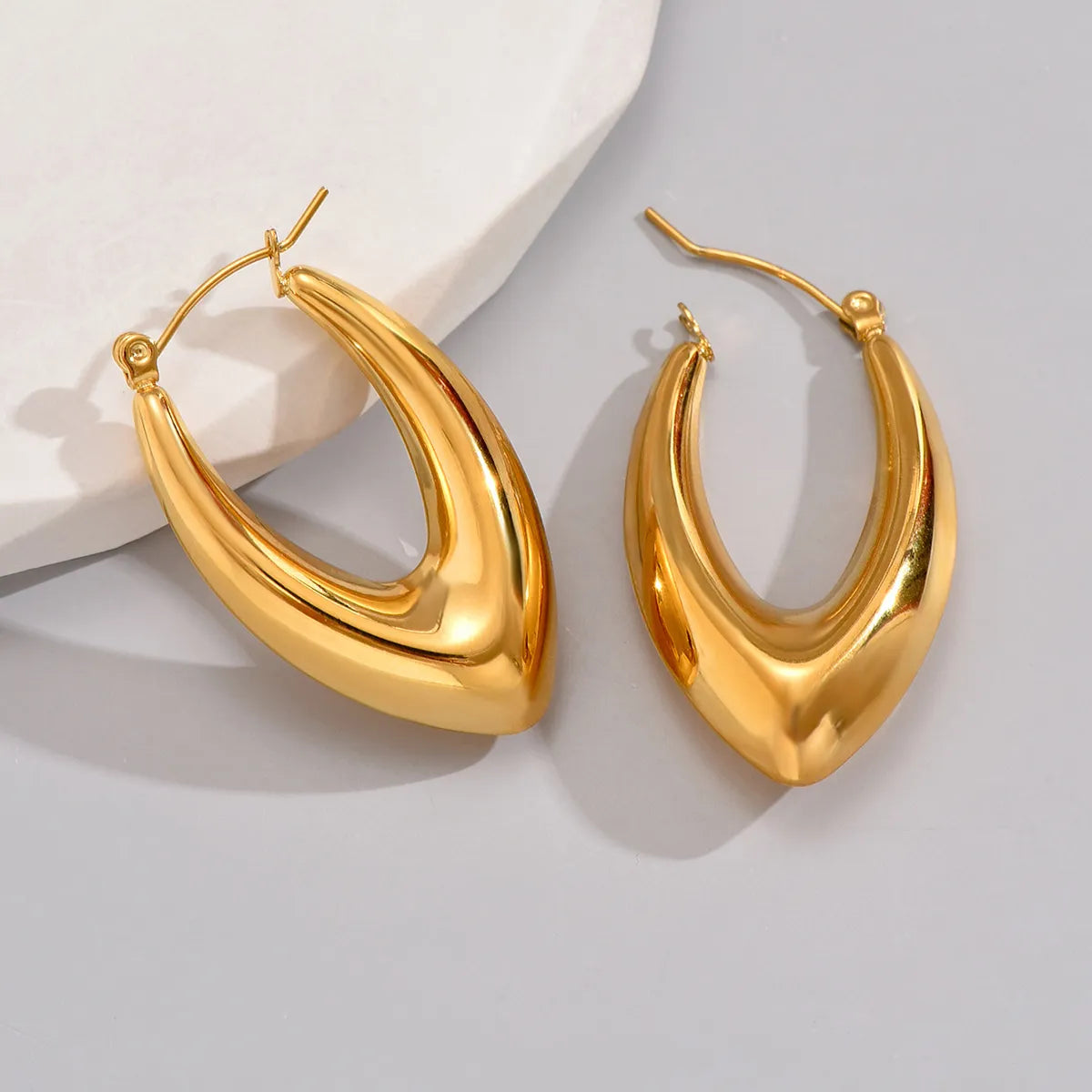 Ladies Earrings Tribal Vibes-1 Pair Classic Style Roman Style Solid Color Plating Stainless Steel Titanium Steel 18k Gold Plated Gold Plated Earrings