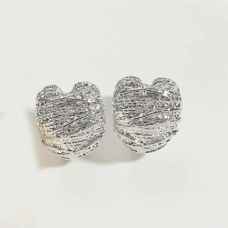 Real White Gold Honeycomb Earrings