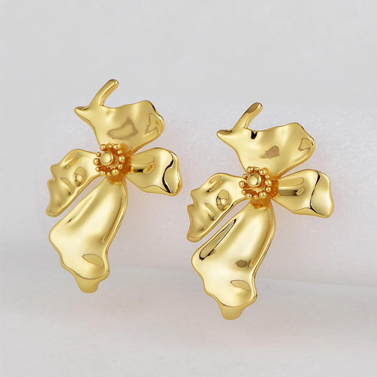 Ladies Earrings Open Circles-1 Pair Lady Flower Plating Copper 18k Gold Plated Ear Studs