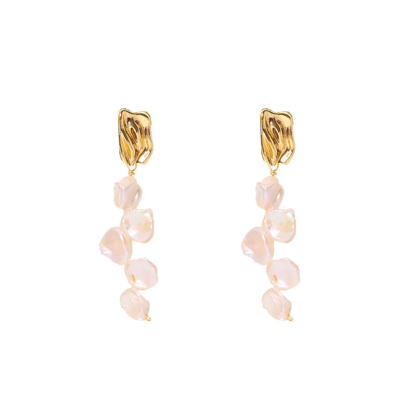 Baroque Shape-following Drop Stud Earrings