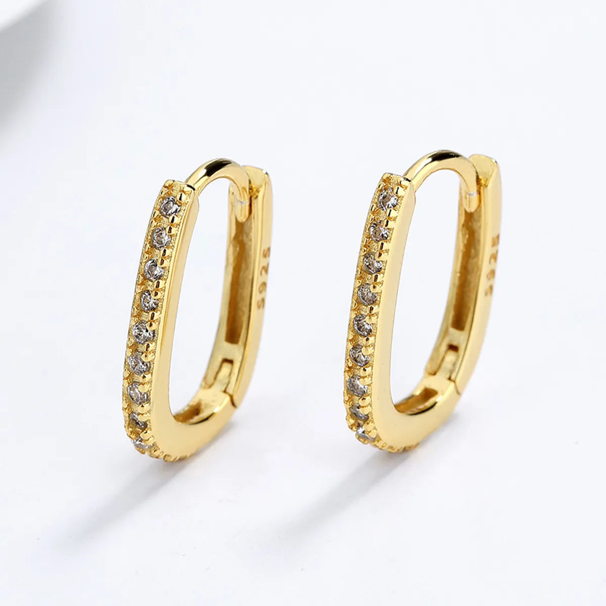 Ladies Earrings Woven Look-1 Pair Simple Style U Shape Inlay Sterling Silver Zircon Hoop Earrings