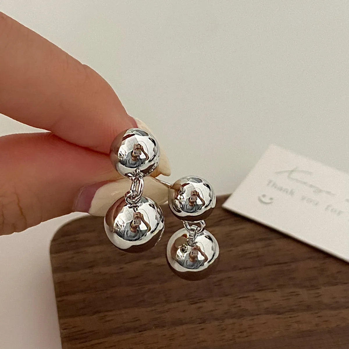 A-571-Large Silver Double Ball Earrings